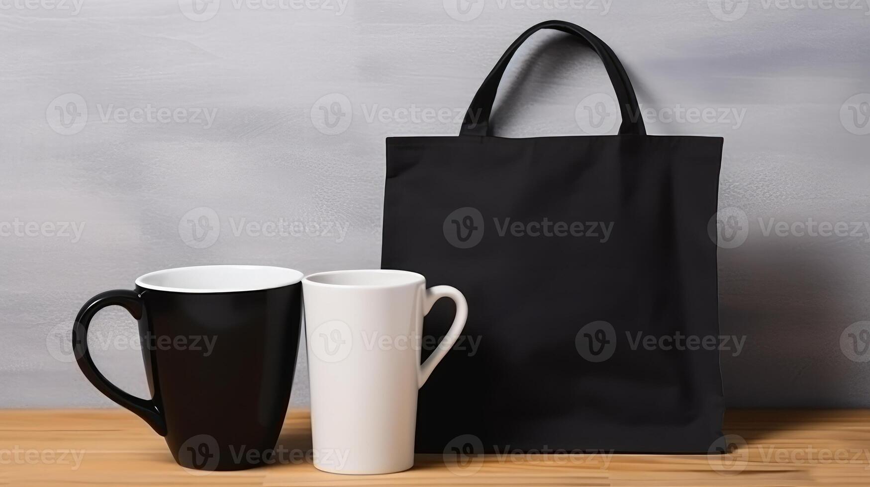 Canvas bag and cup mockup photo