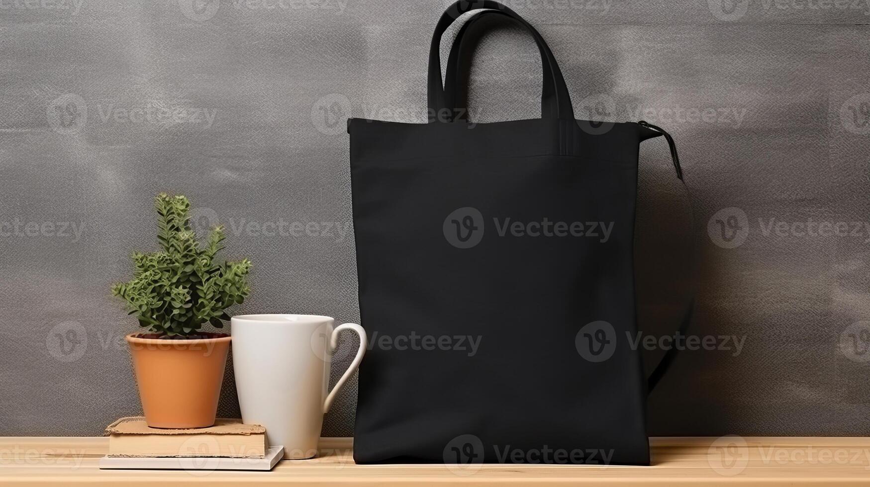 Canvas bag and cup mockup photo