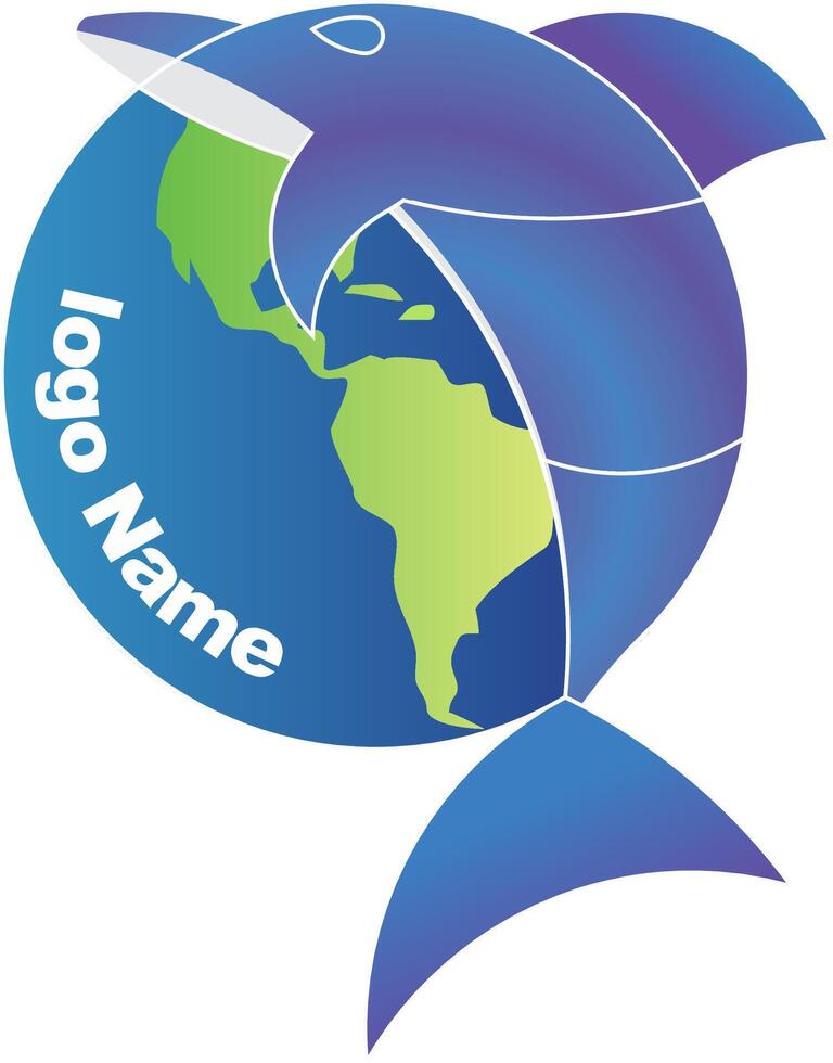 dolphin world Animal Logo Template vector