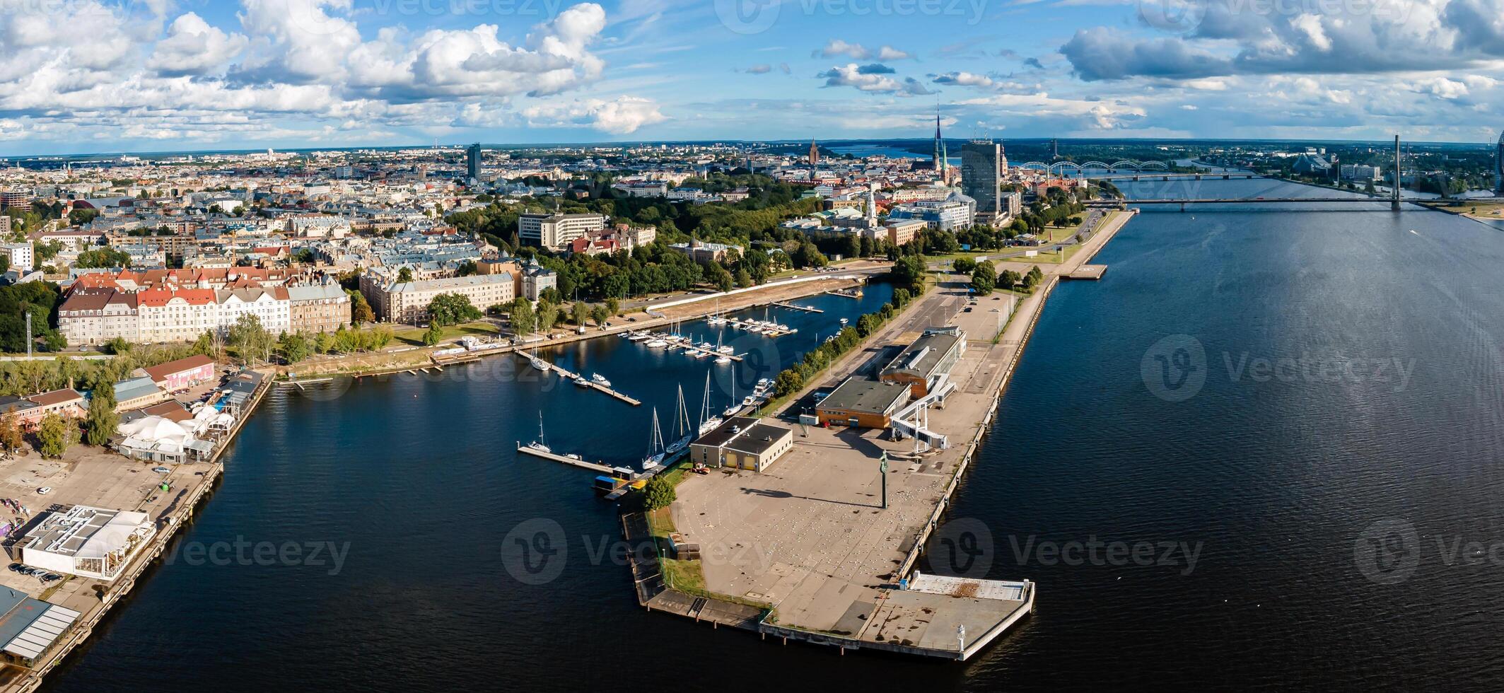 Aero drone view of Riga port and Adrejosta, showcasing the modernity and potential of the port facilities photo