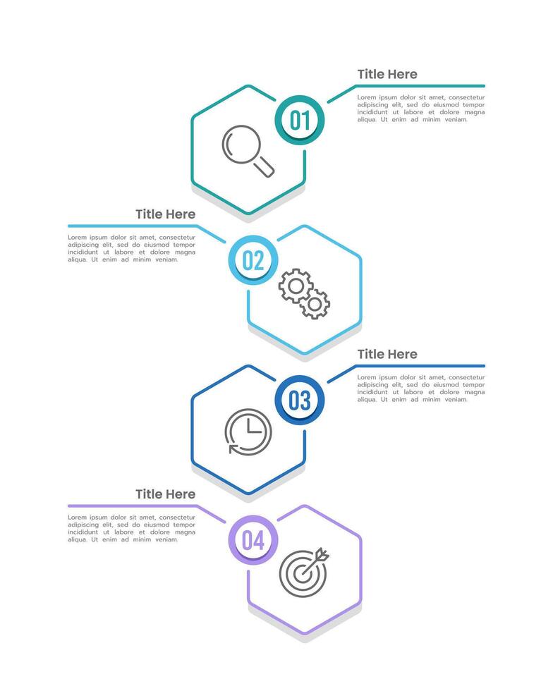 Vertical infographic design template. 4 Process business to success. Business presentation, Brochure, Banner, Poster, and Marketing. vector