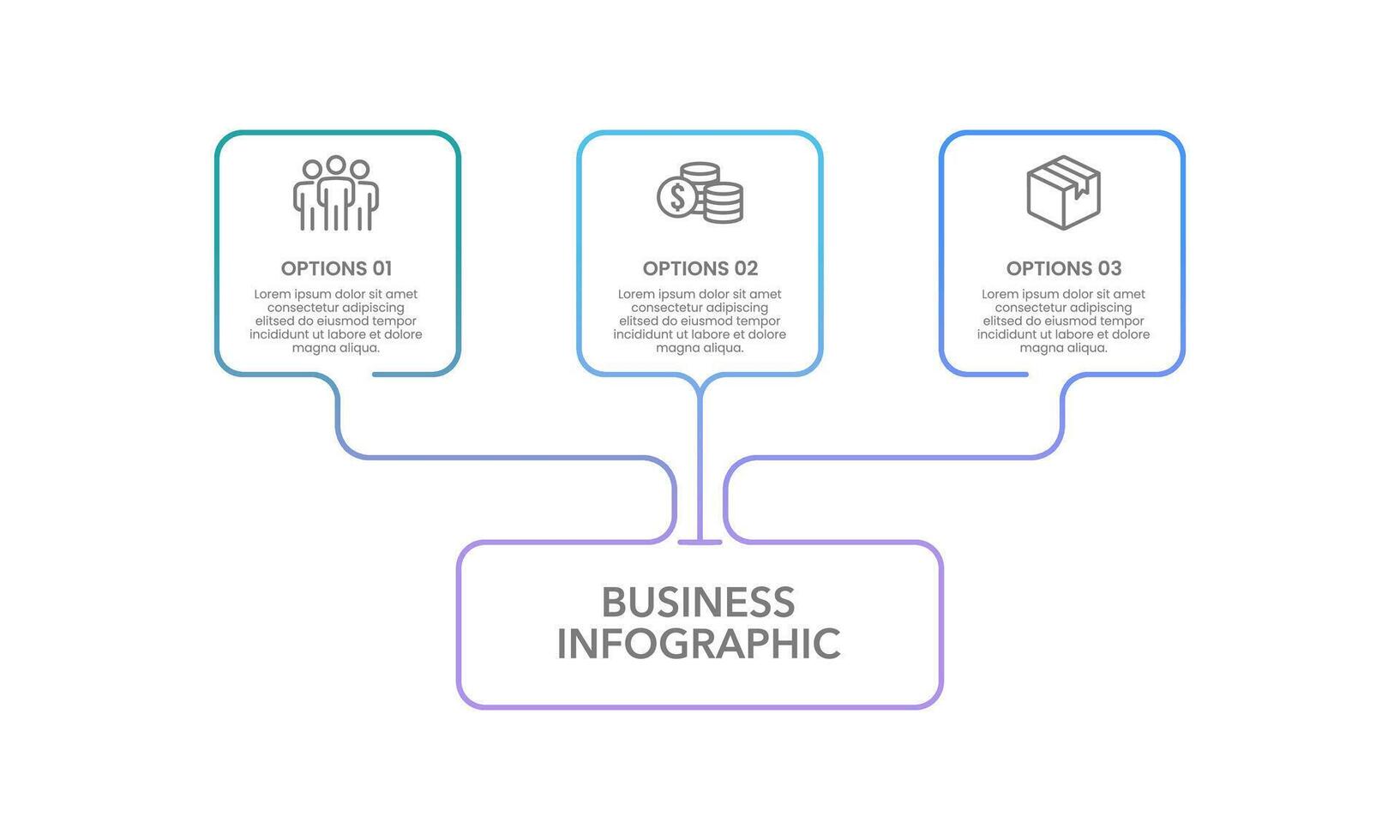 3 Key Facts to Success. Infographic thin line square design. Business presentation, Report, Planning, and Strategy. vector
