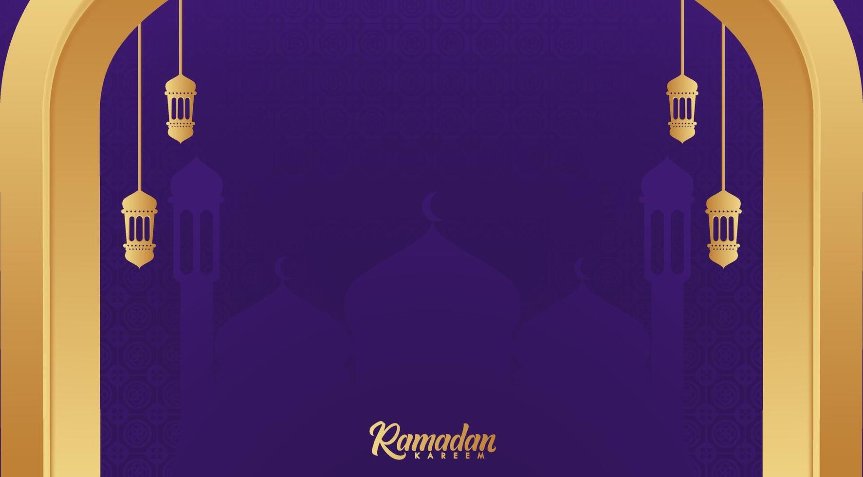 ramadan background with arabic arches and lamps vector