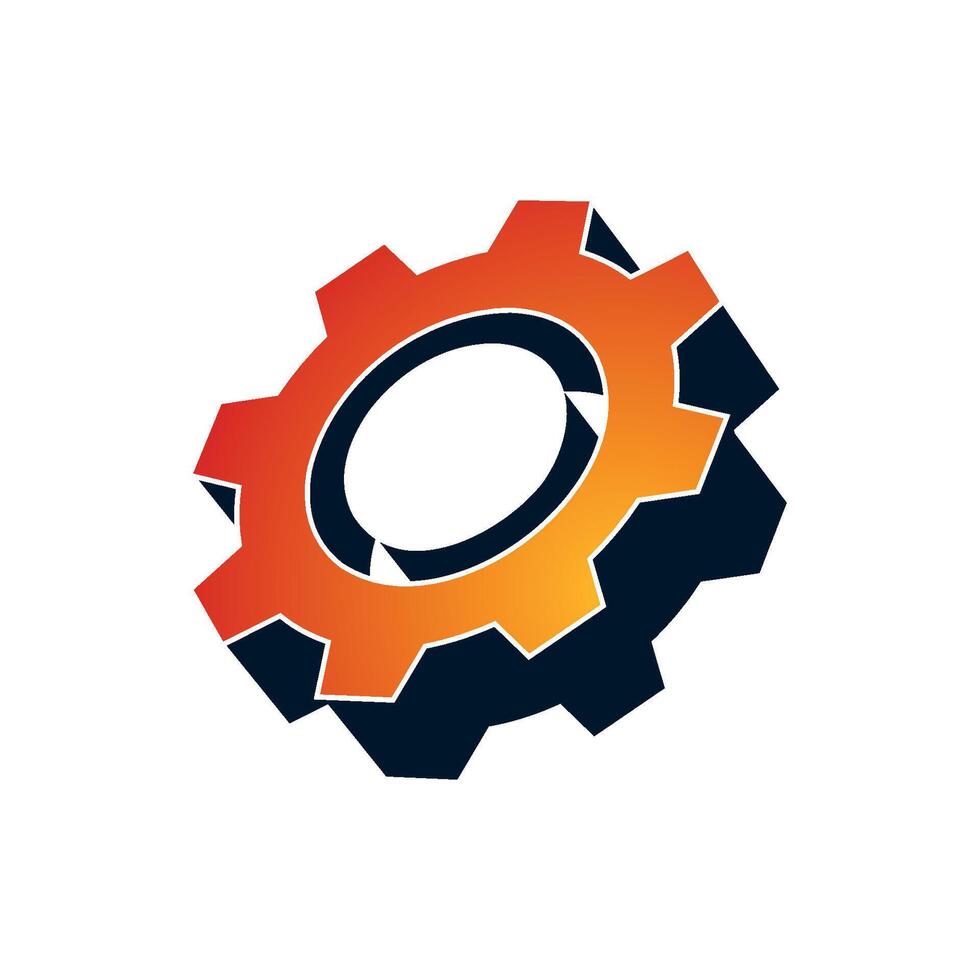 Isometric 3D Gear Icon Logo Template vector