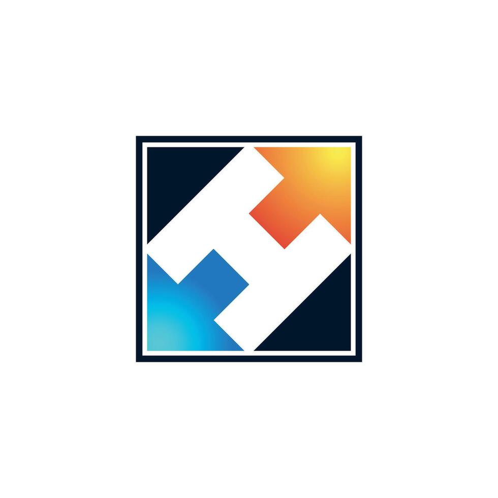 Letter H Arrow Square Shape Logo Template Illustration Design. EPS 10. vector