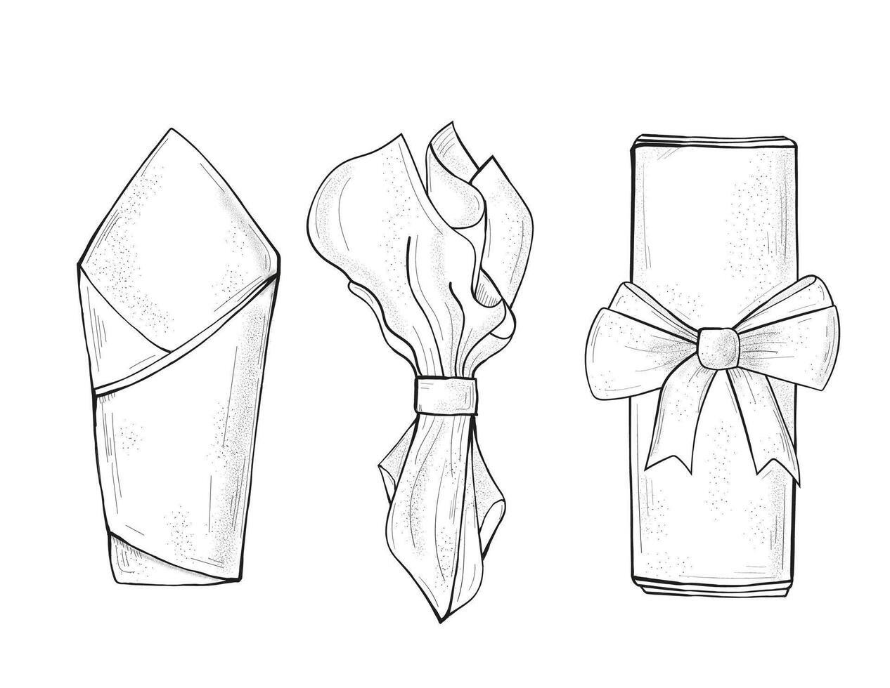 Sketch Line Art Napkins. Napkins set sketch vector