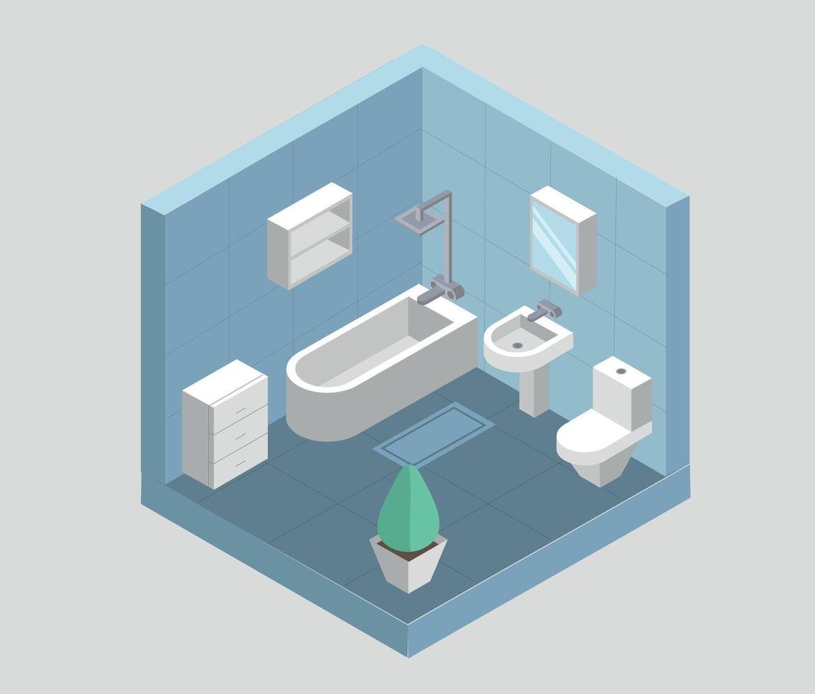 bath bathroom isometric 3d room vector
