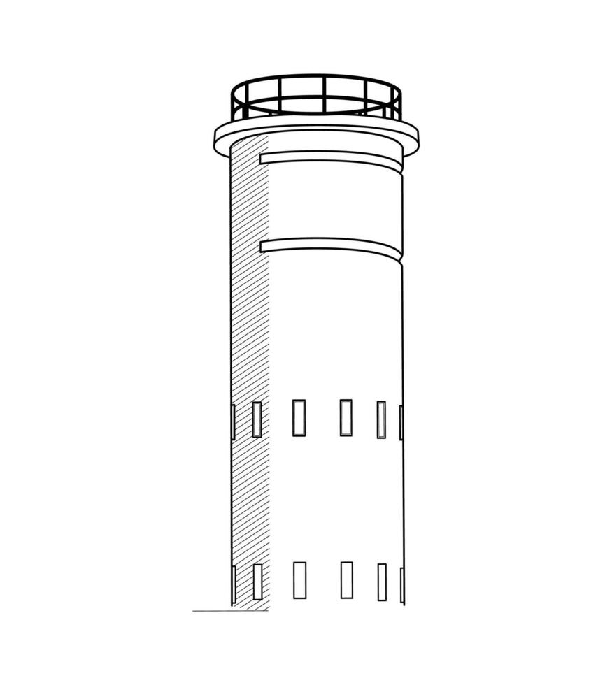 Lighthouse drawn in linear style on a white background. vector