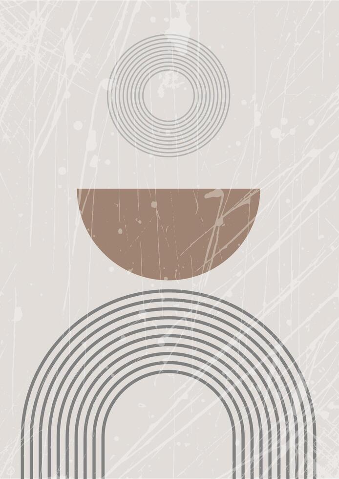 grunge style Scandi themed abstract wall art design vector