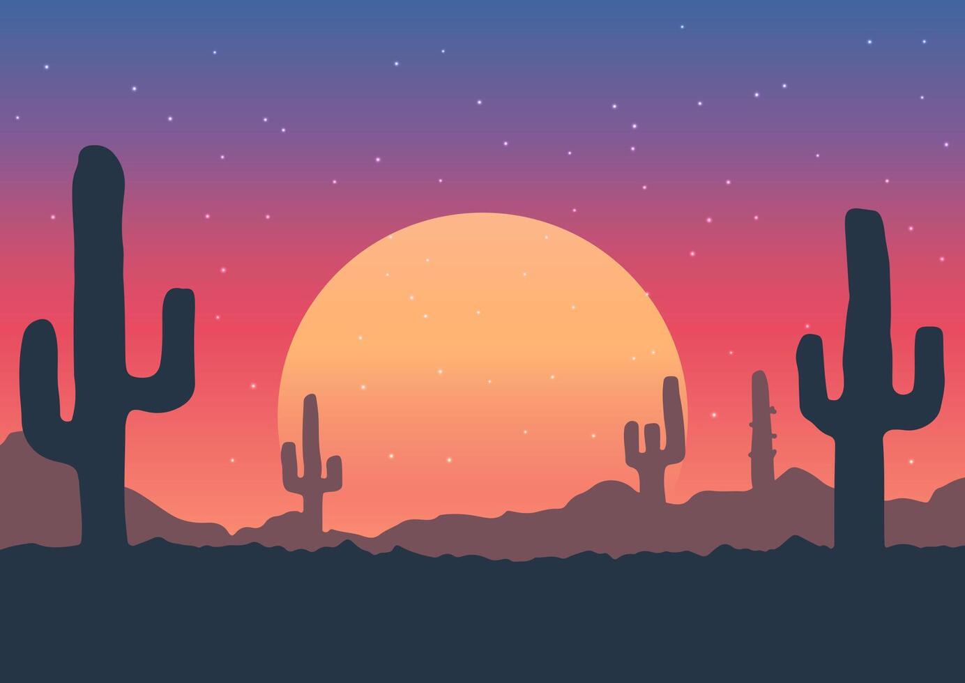 minimal desert landscape against a sunset sky vector
