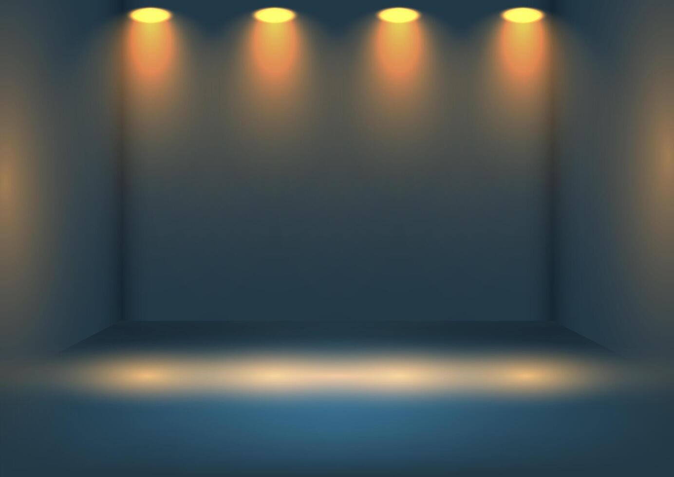 presentation background with glowing spotlights shining down in an empty room vector