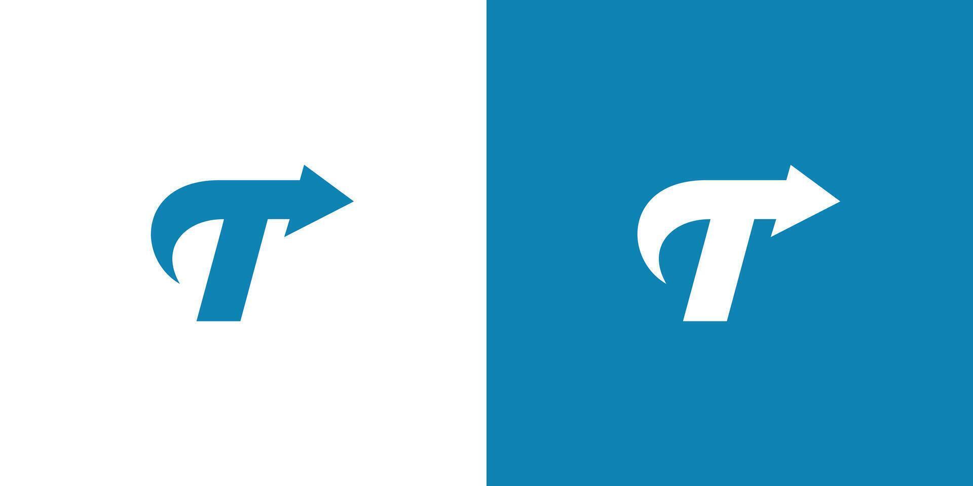 Simple and modern letter T arrow initials logo design vector