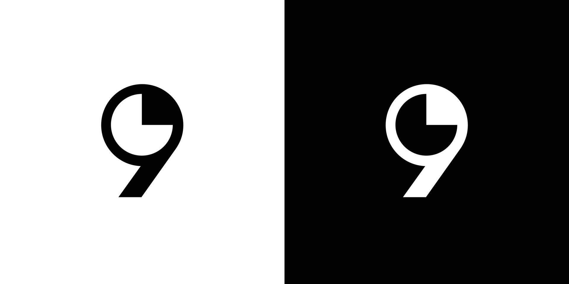 Simple and modern number 9 logo design vector