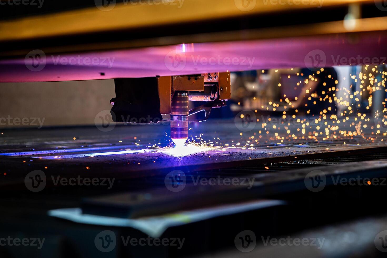 Metallurgy milling plasma cutting of metal CNC Laser engraving Concept background modern industrial technology photo