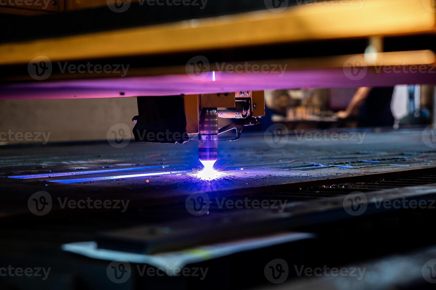 Metallurgy milling plasma cutting of metal CNC Laser engraving Concept background modern industrial technology photo