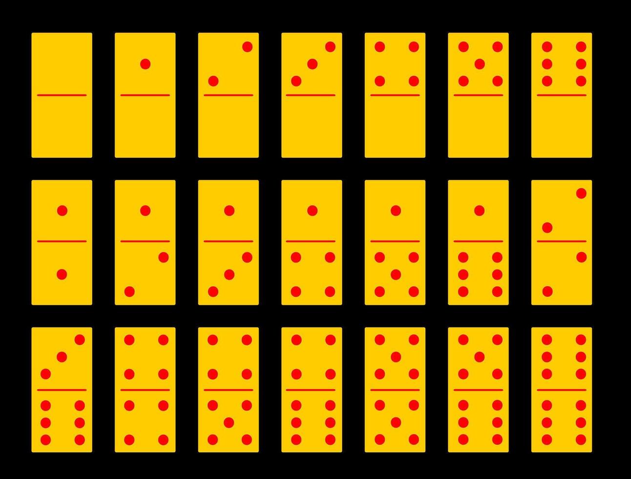 a set of domino games, game cards backed on a black background vector