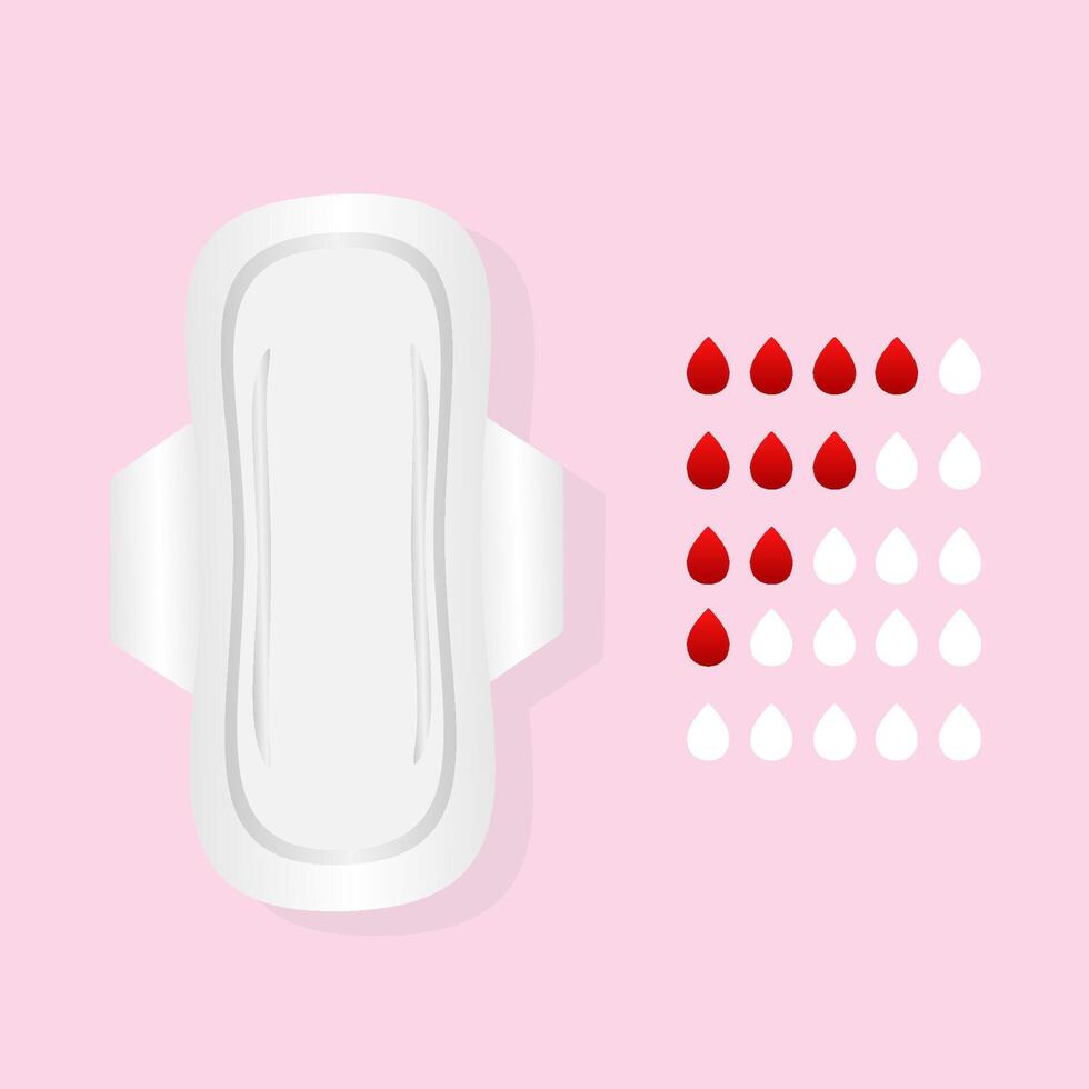 Gasket. Drops of blood. Feminine hygiene products. illustration. vector
