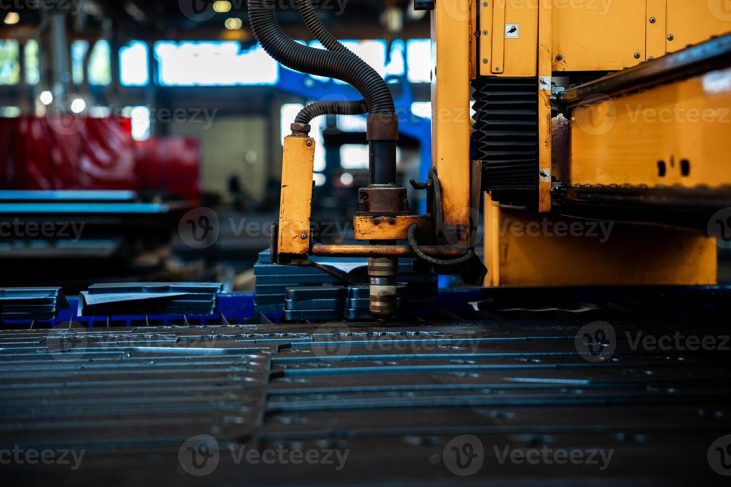 Metallurgy milling plasma cutting of metal CNC Laser engraving Concept background modern industrial technology photo