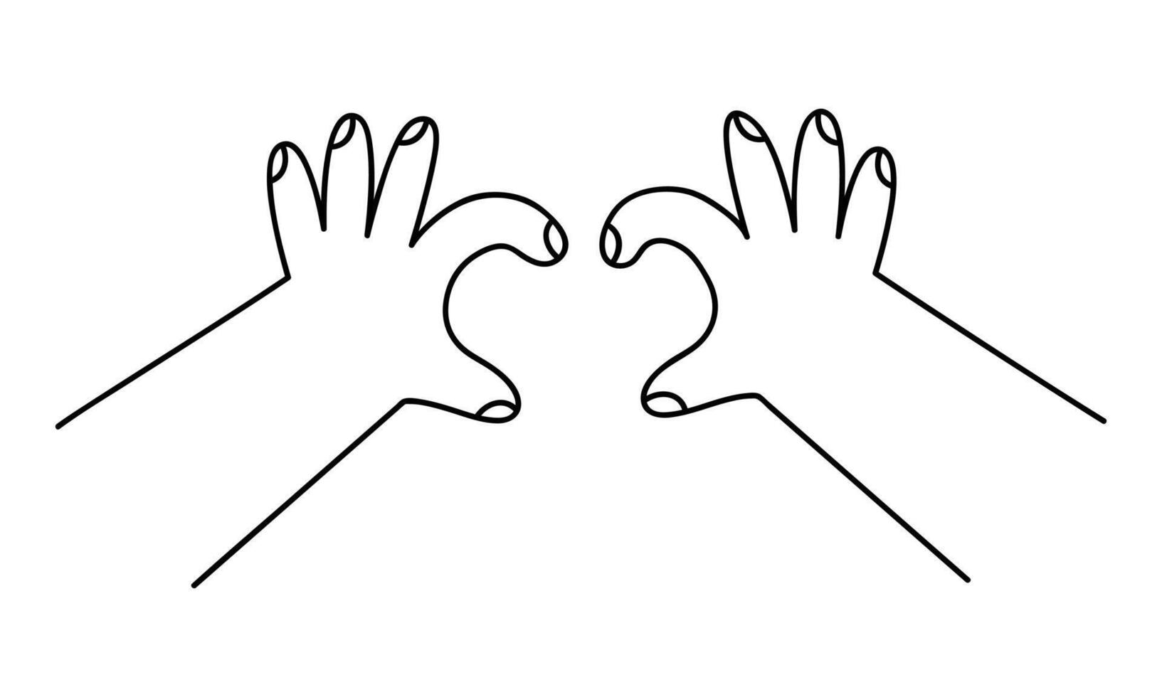 Hand drawn cute outline illustration heart with arms sign. Fall in love feeling hand gesture in line art doodle. Support and kindness icon. Valentine's Day holiday romantic concept sticker. Isolated. vector