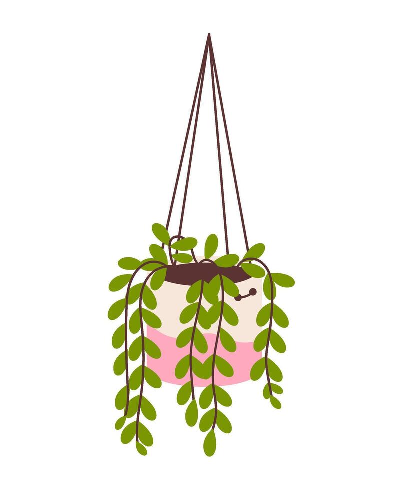 Flat illustration of a potted houseplant. This minimalist design showcases lush greenery and botanical elegance, perfect for modern and eco-friendly home decor content vector
