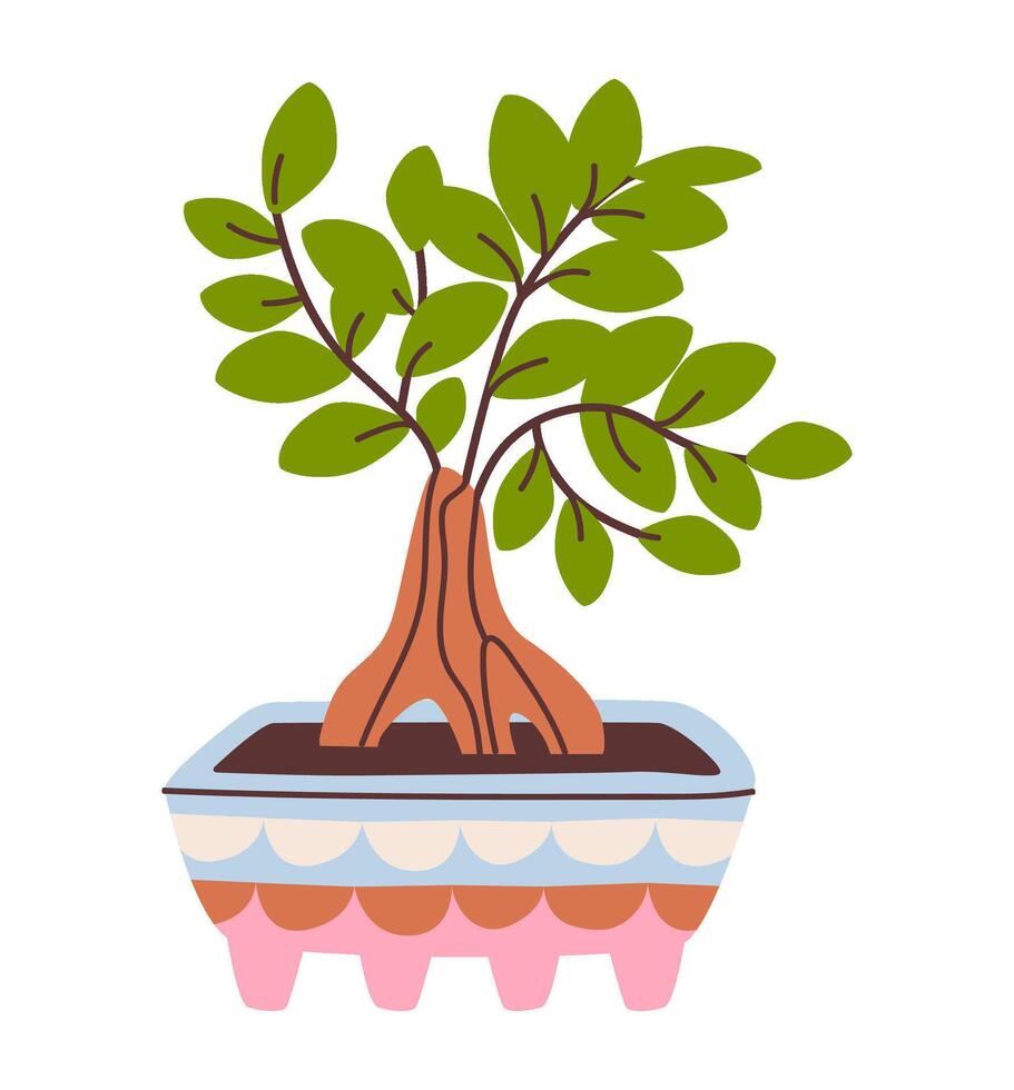 Illustration of a potted plant, showcasing its natural growth and greenery. This is ideal for projects centered on home gardening, sustainability, and the environment vector