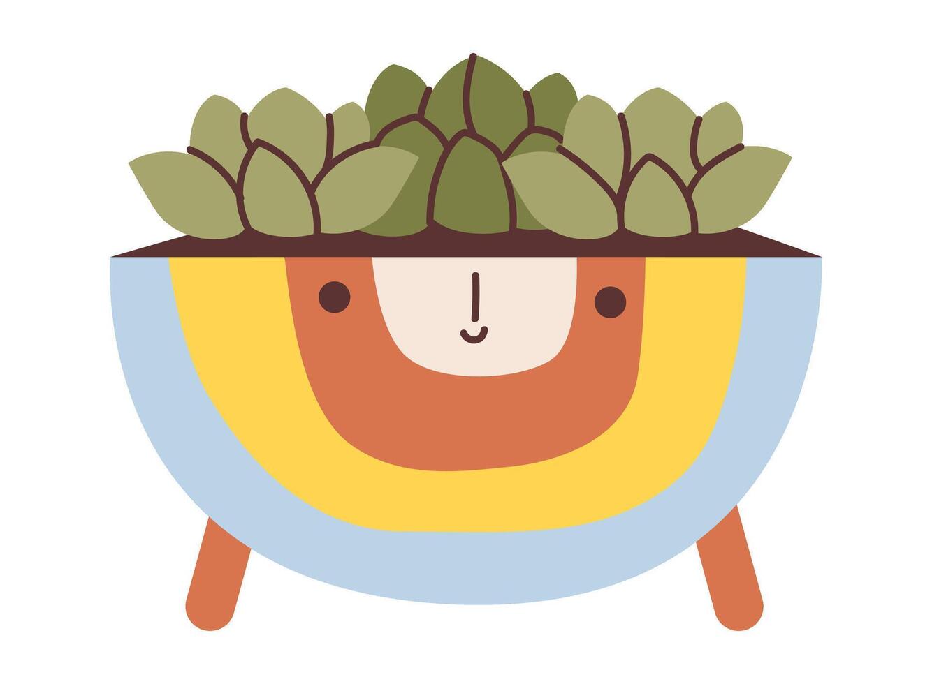 Cactus in a cute pot isolated on a white background. Flat illustration vector