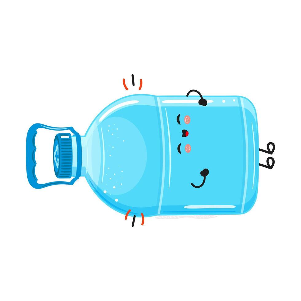 Plastic Water Bottle laughs character. hand drawn cartoon kawaii character illustration icon. Isolated on white background. Plastic Water Bottle character concept vector