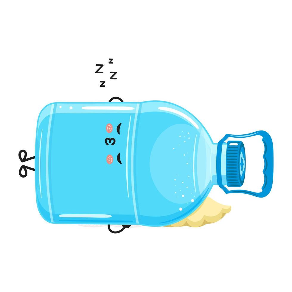Plastic Water Bottle sleeping character. hand drawn cartoon kawaii character illustration icon. Isolated on white background. Plastic Water Bottle sleep character concept vector