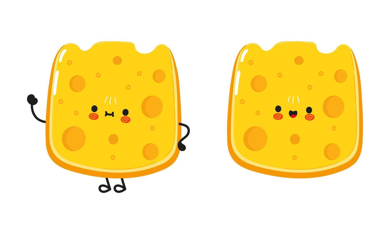 Cheese character. hand drawn cartoon kawaii character illustration icon. Isolated on white background. Cheese character concept vector