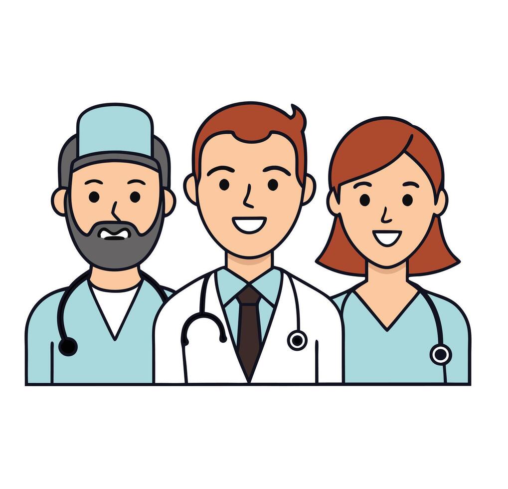 Illustration of Doctor and Nurses vector