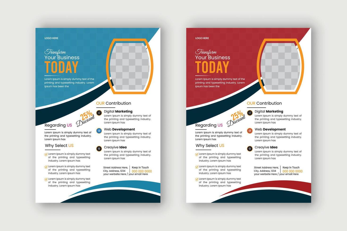 Corporate creative colorful business flyer template design vector