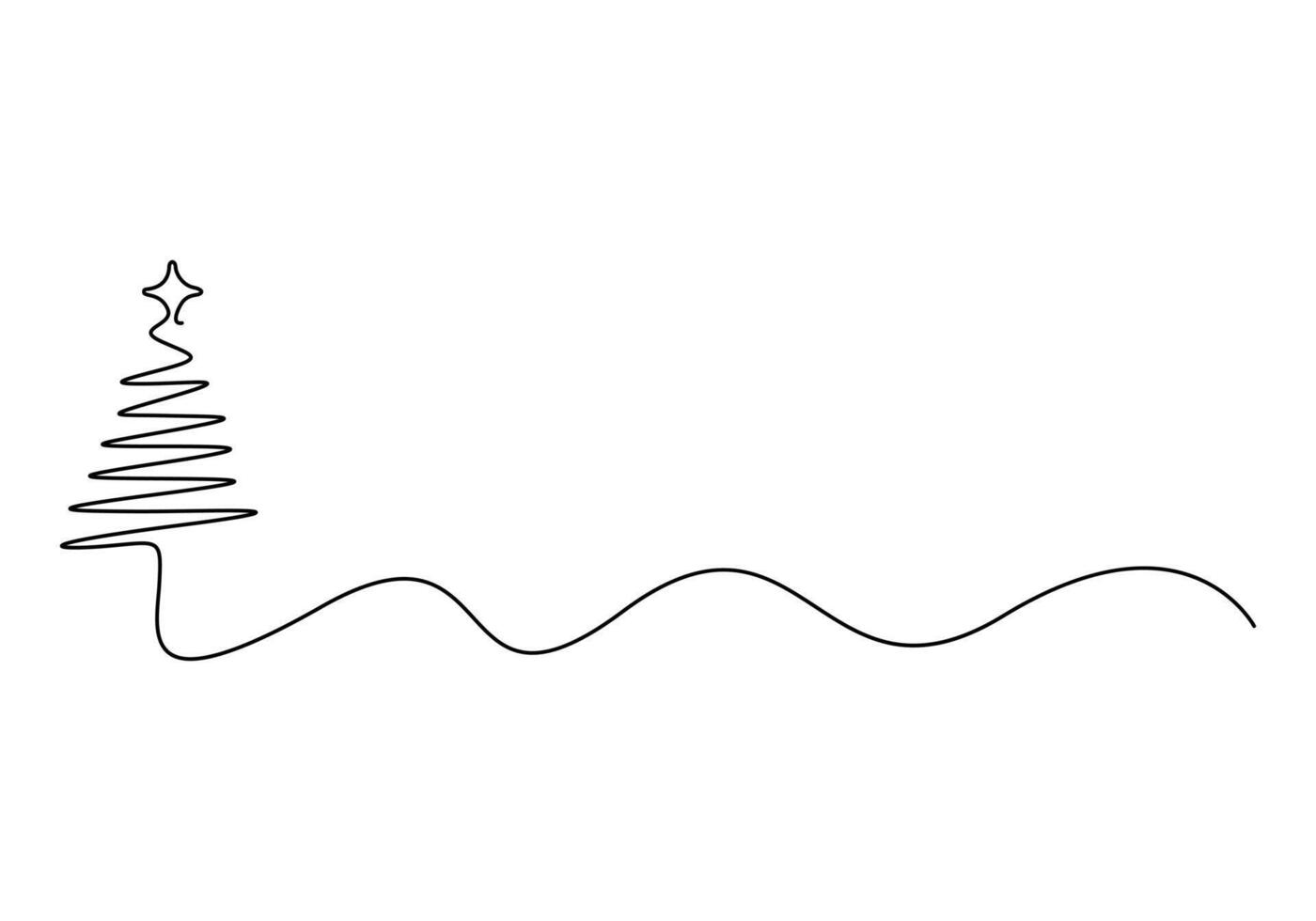 Digital illustration of Christmas tree continuous one line drawing vector