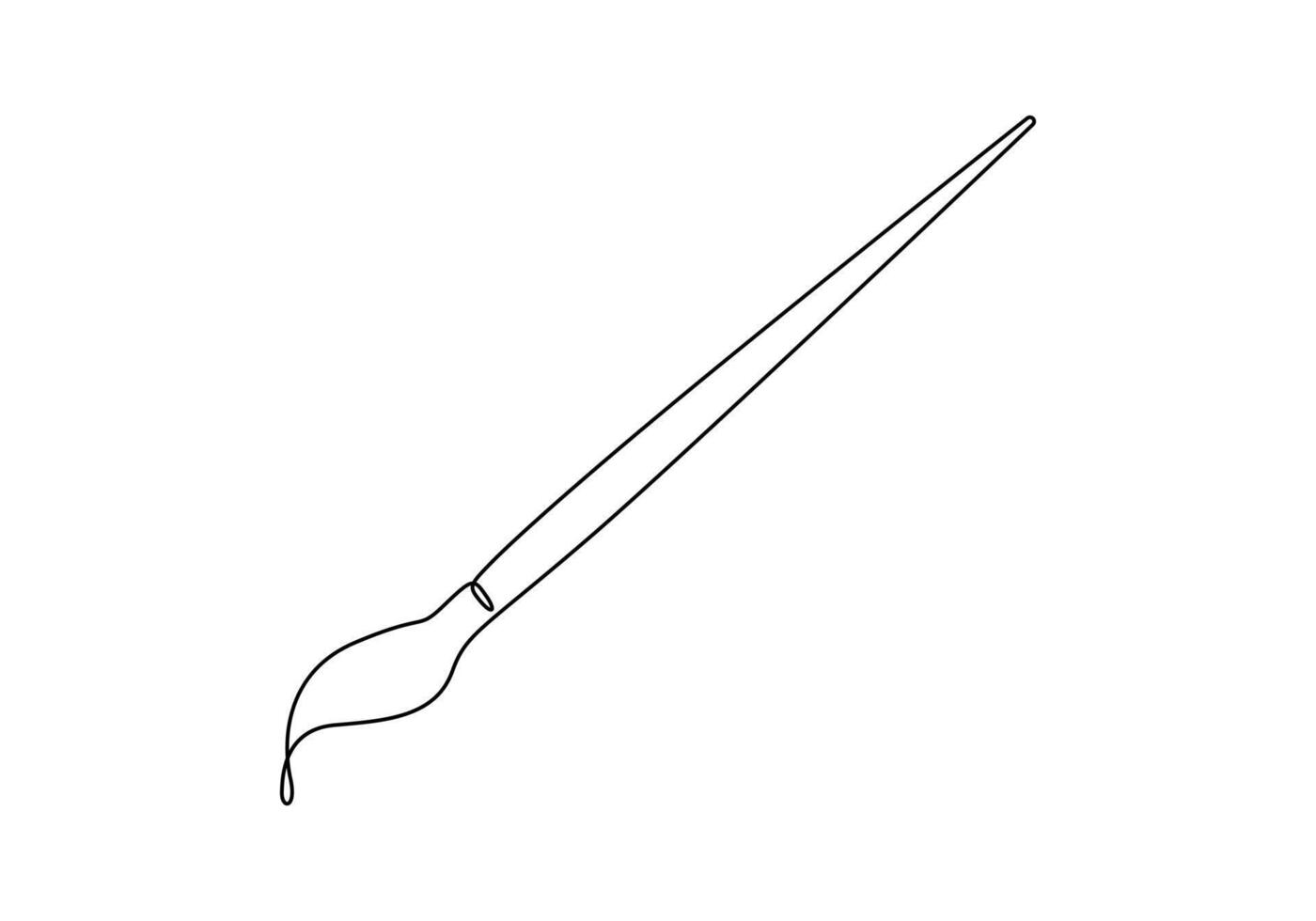 Canvas and paint brush continuous one line drawing pro illustration vector