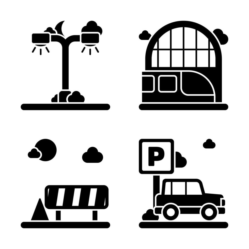 City and Building Element Glyph Icon and Graphic Resource vector