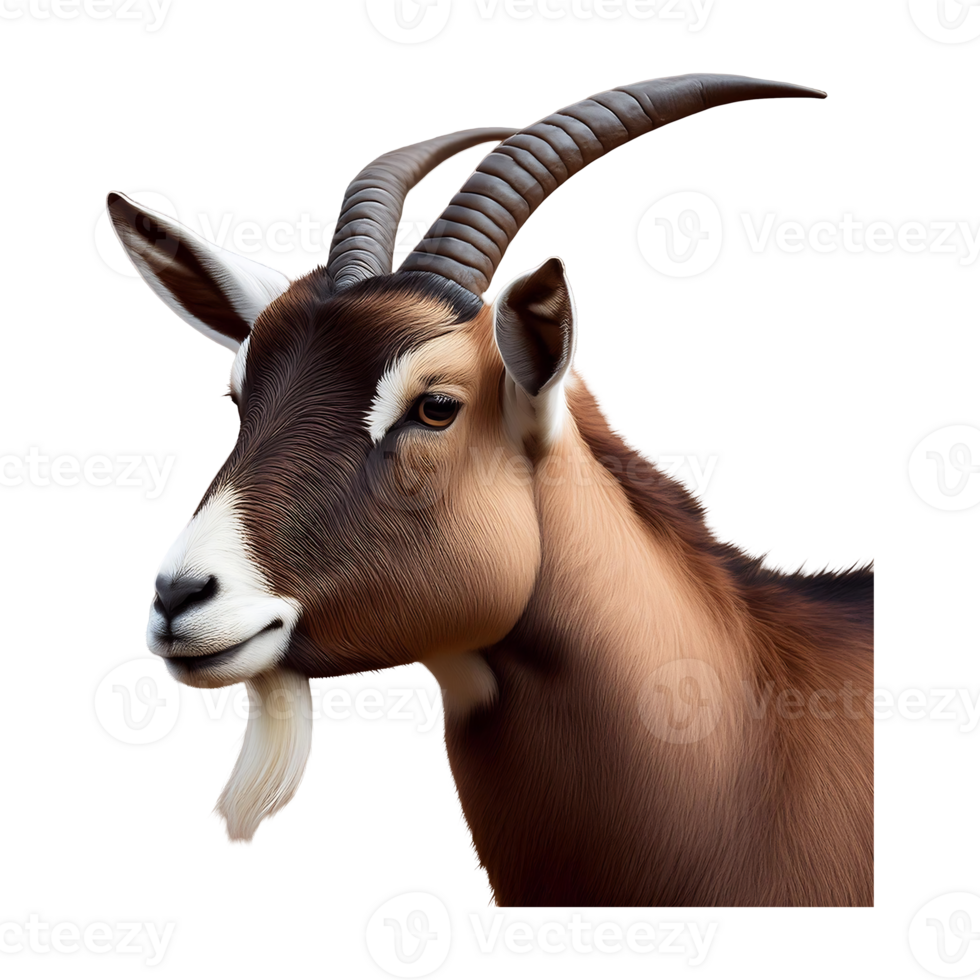 Majestic Bezoar Goat with Curved Horns png