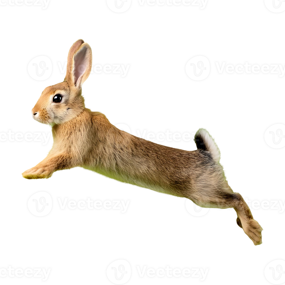 Dynamic Brown Bunny Mid-Leap, Captured in Action png
