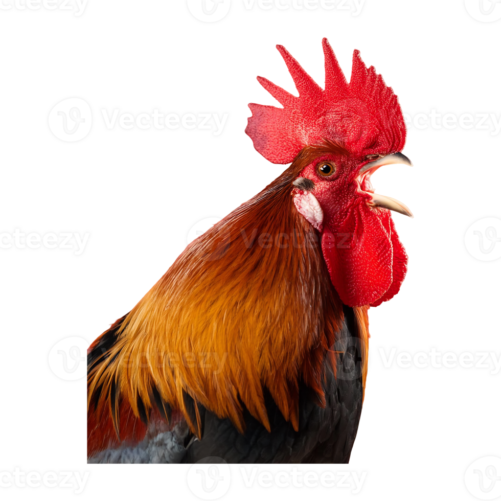 Vibrant Rooster with Open Mouth and Crowing 48939725 PNG