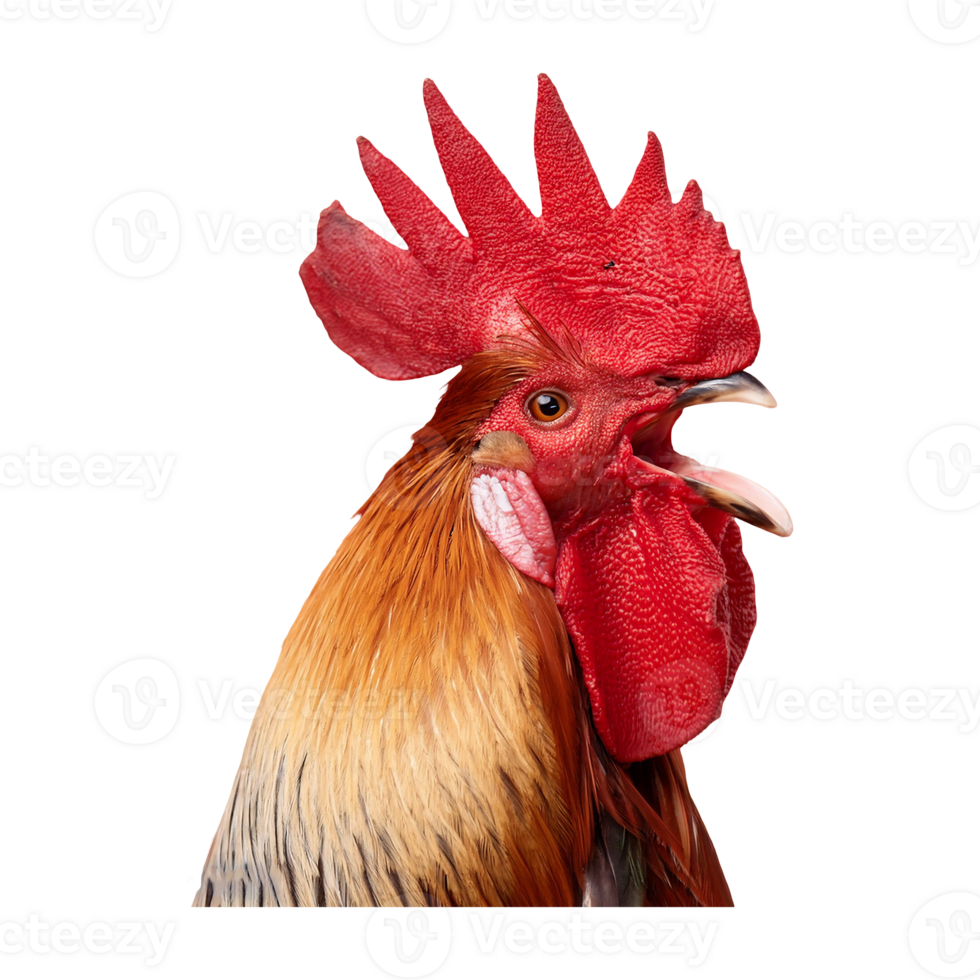 Inquisitive Rooster with Bright Red Comb and Wattles png