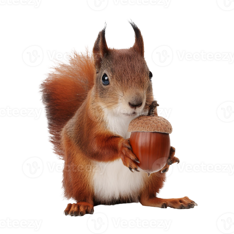 Adorable Red Squirrel with Acorn, Ready for Fall png