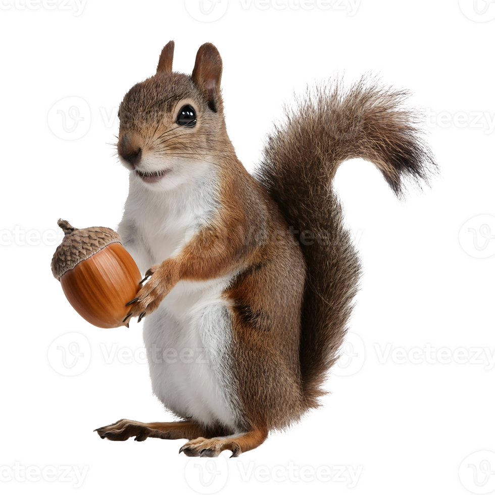 Close-up of a Red Squirrel Holding an Acorn png