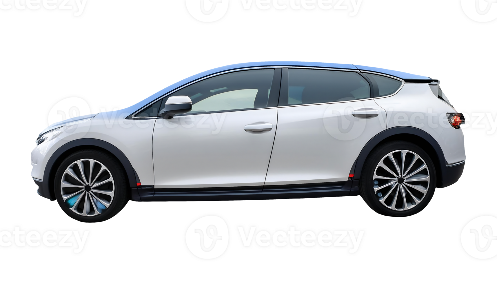 The image shows a modern electric SUV isolated on transparent background png