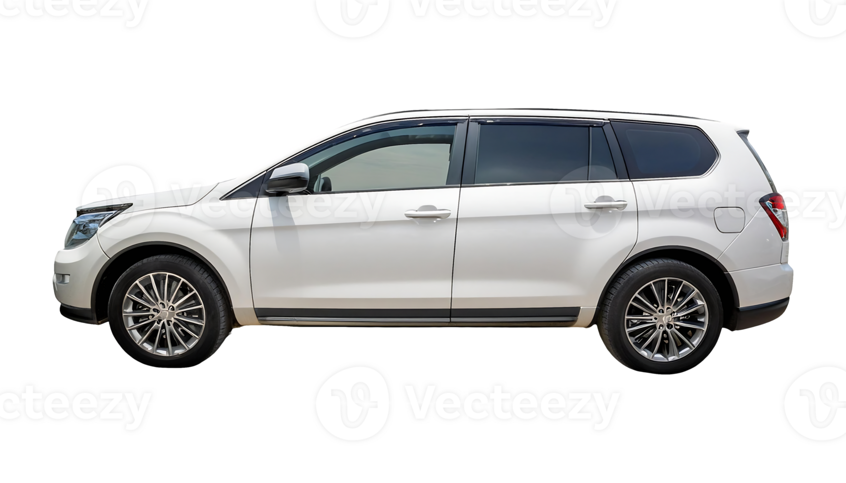 White Minivan isolated on transparent background png