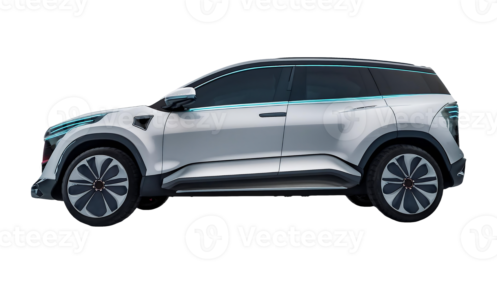 Electric SUV isolated on transparent background png