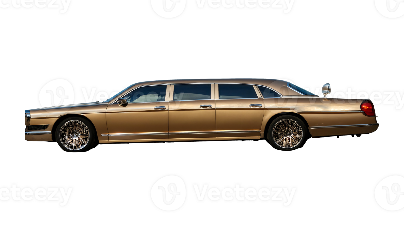 Luxury Gold Limo isolated on transparent background png