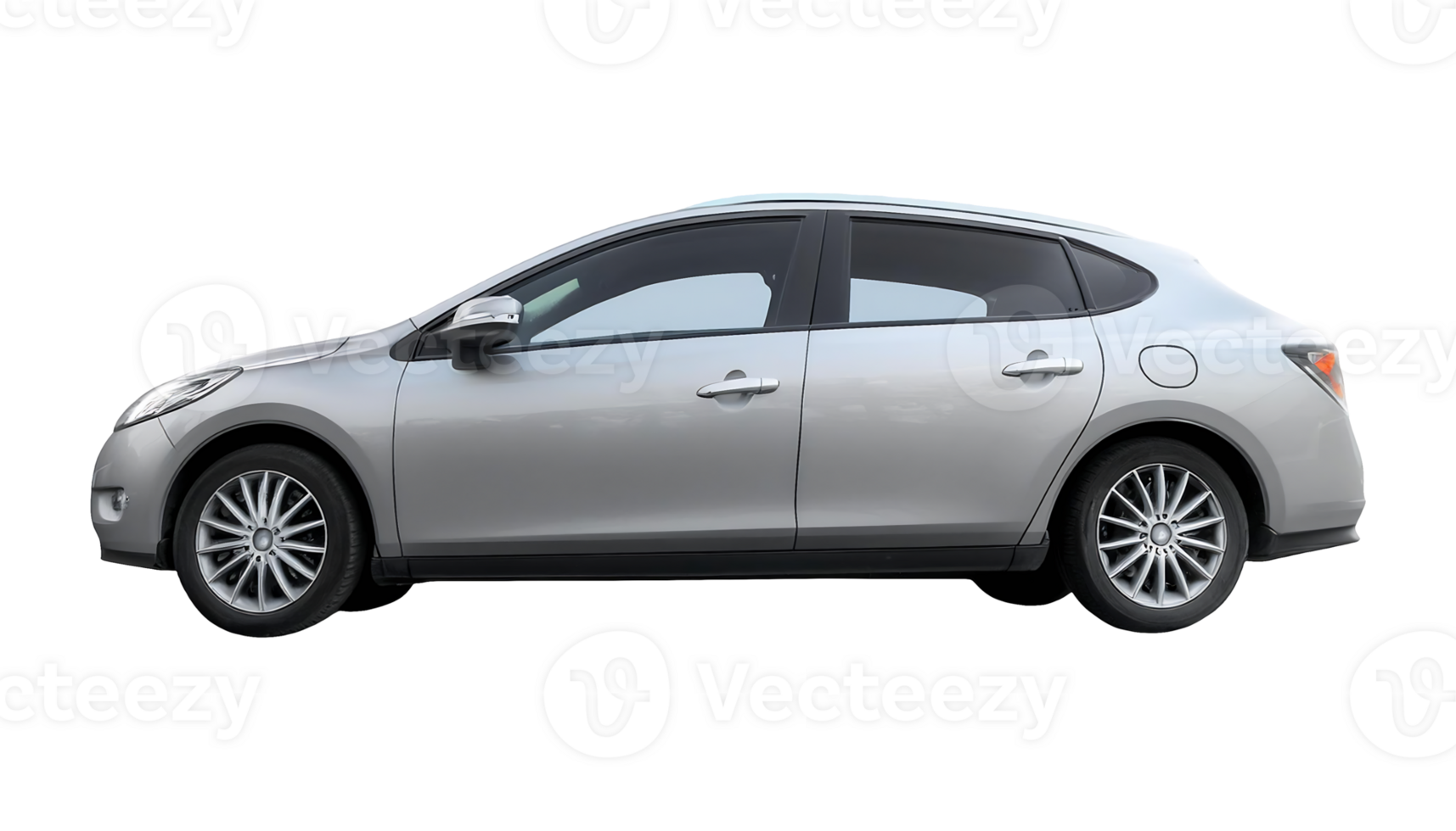 Silver Car Image isolated on transparent background png