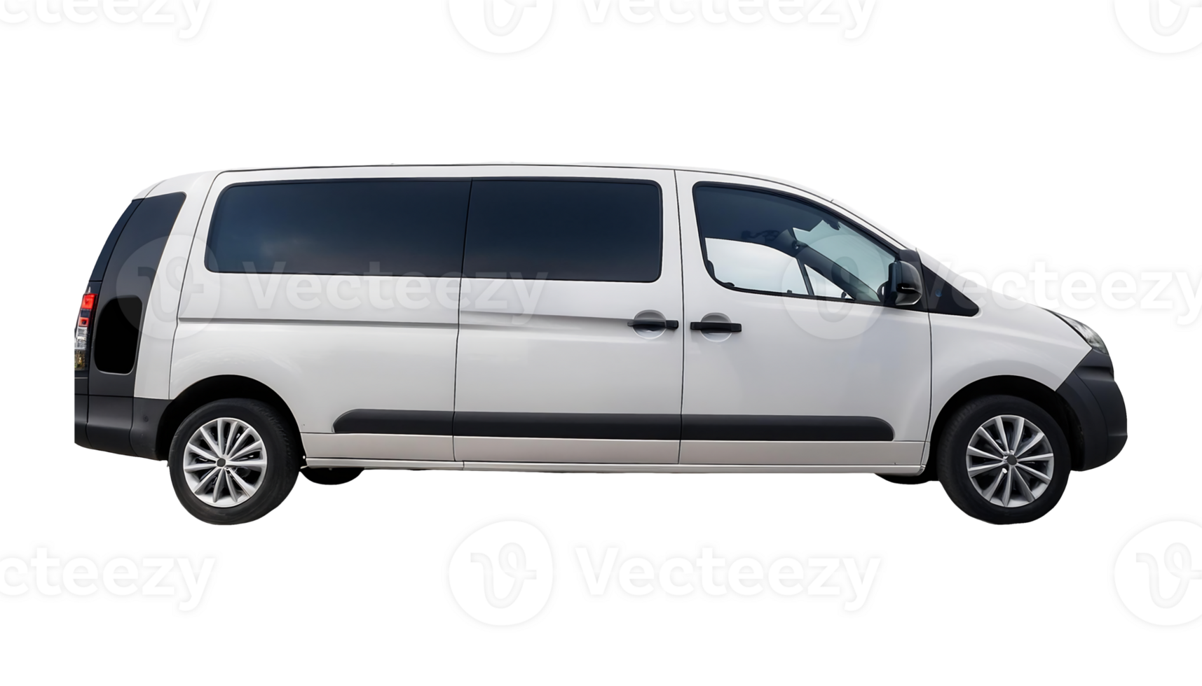 White Minivan isolated on transparent background png