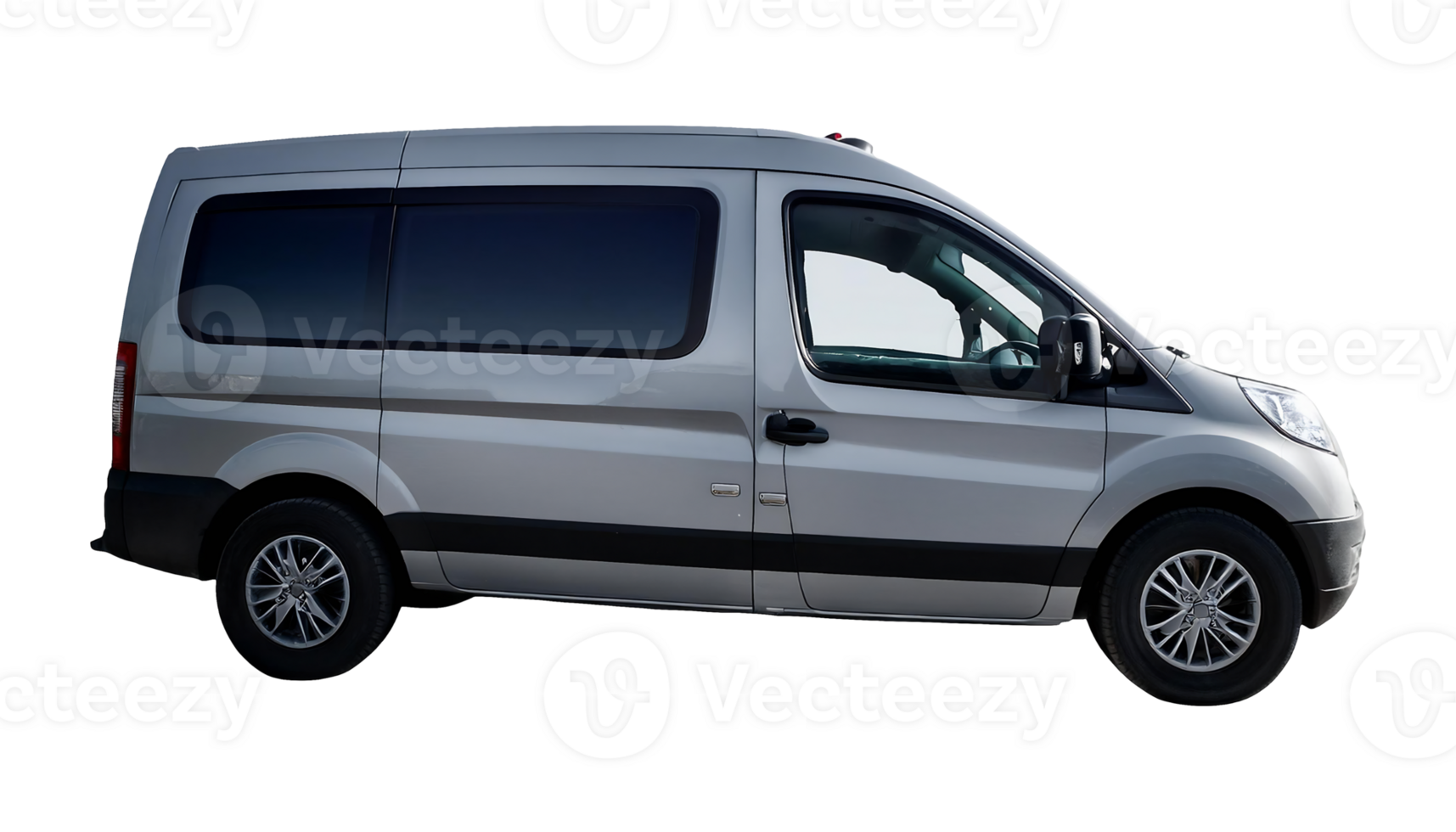 White Van with Windows and Side Door isolated on transparent background png