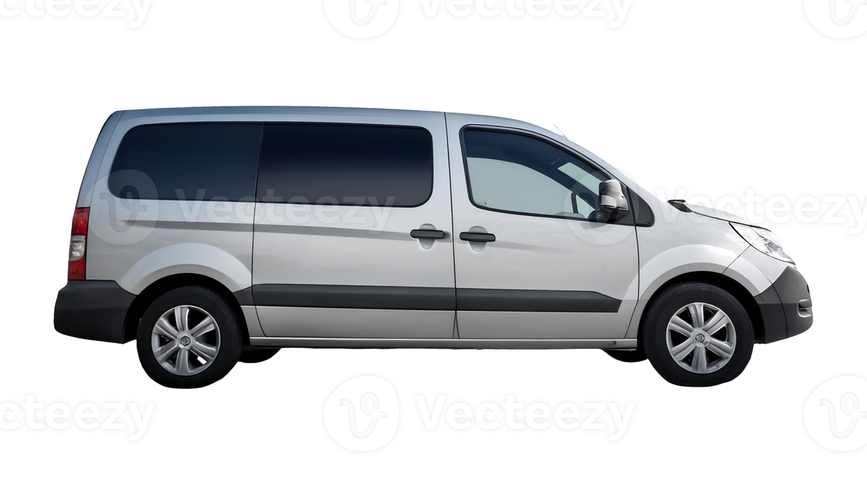 Silver Van in Motion isolated on transparent background png