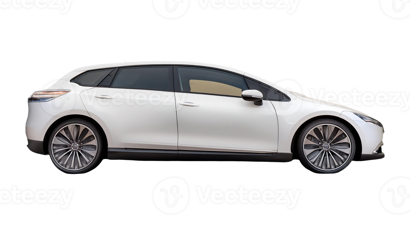 Modern White Crossover Car isolated on transparent background png