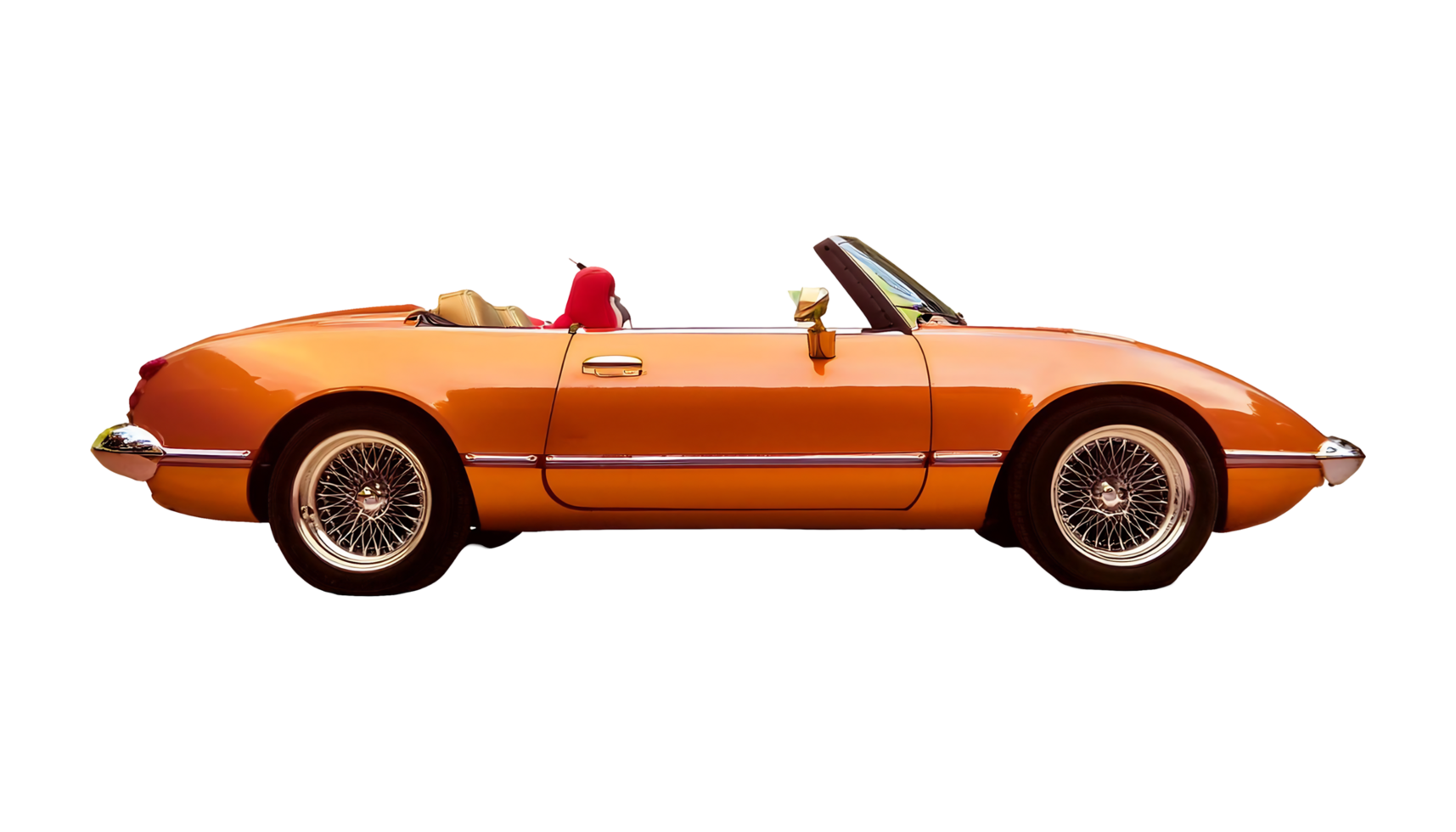 Classic Orange Sports Car isolated on transparent background png